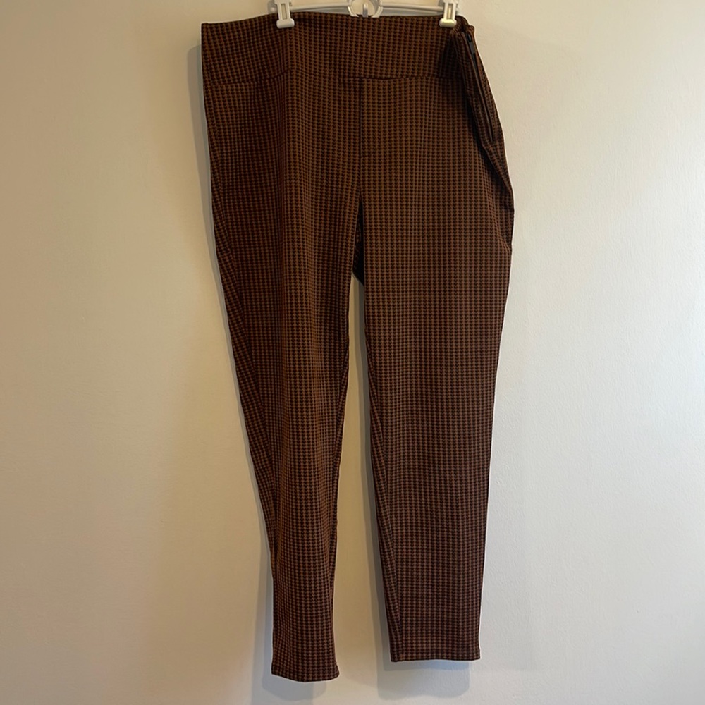 NWT Mango checks print leggings in brown size 2XL